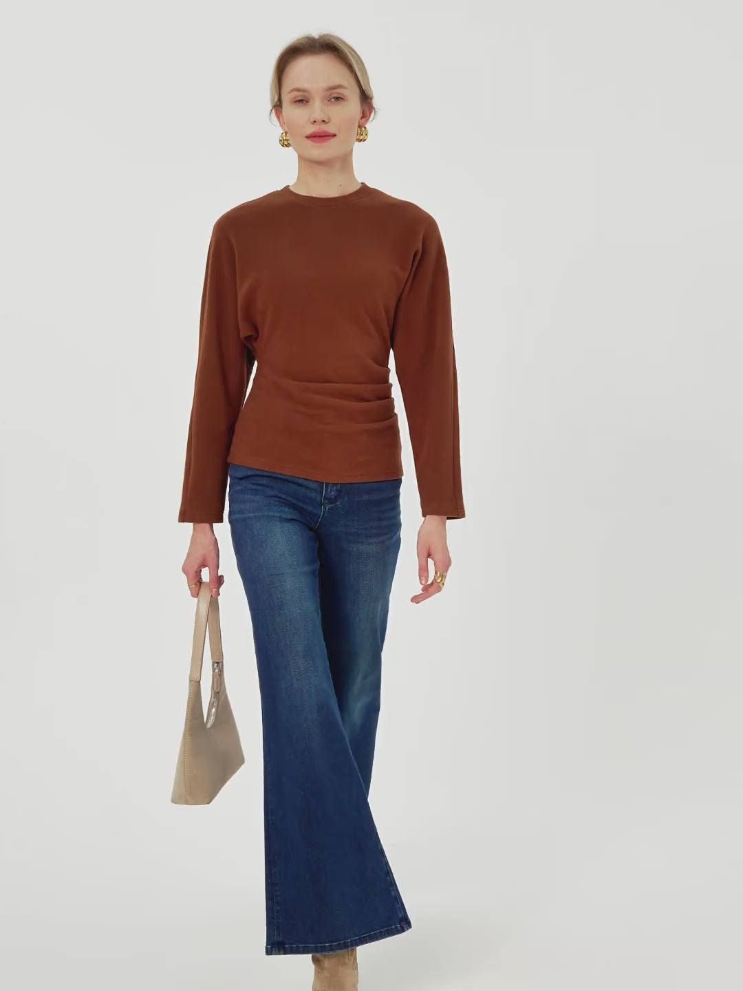 MaxWarm Crewneck Tucked Waist Batwing Sleeve Top