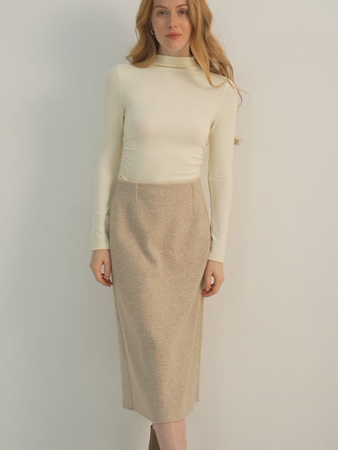 Ogl Wool-Like A-Line Midi Skirt