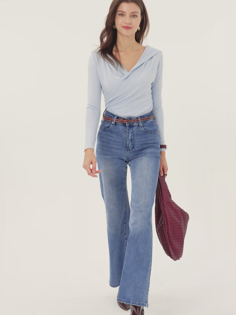 Surplice Ruched Pullover Hoodie