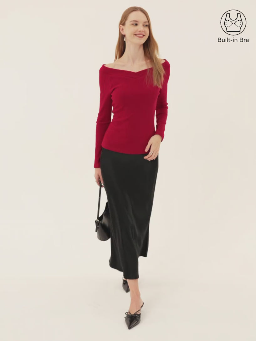 Non-Slip Ribbed Wide V-Neck Brami Top