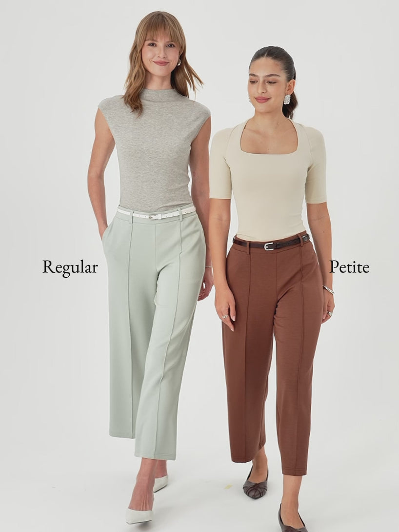 OGLmove Lyocell Spacer Knit Cropped Straight-Leg Pants with Pockets