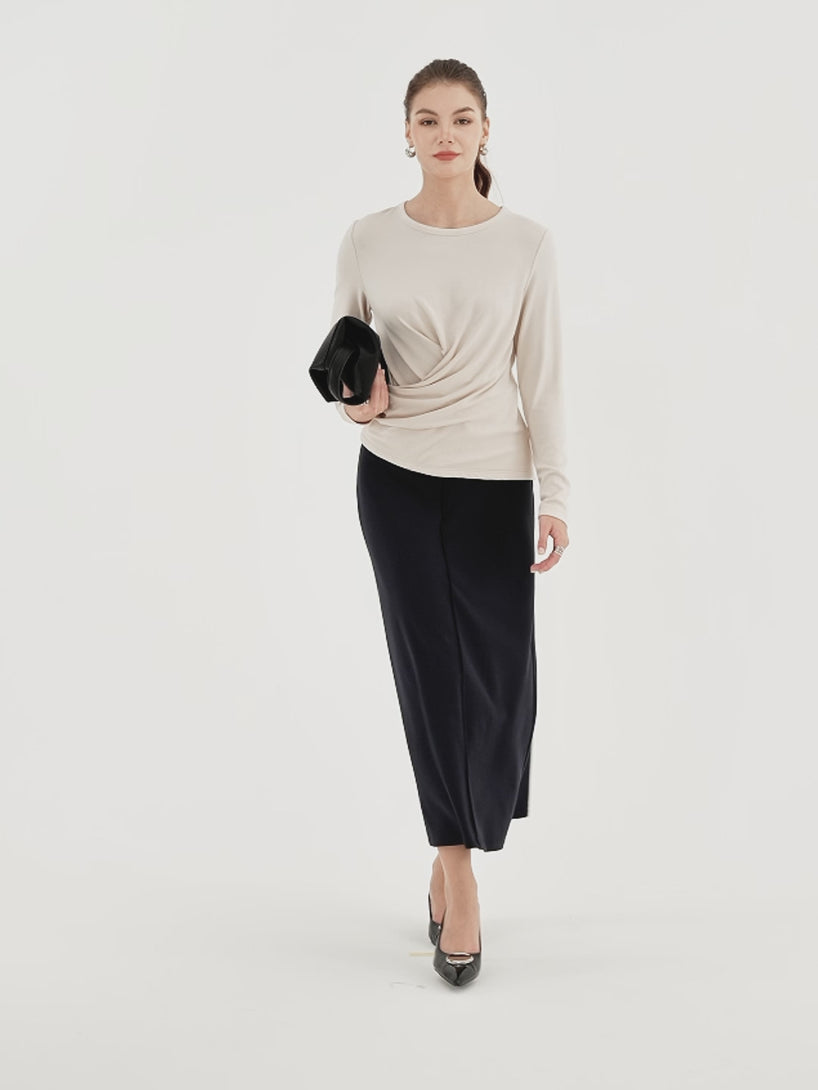 OGLmove LiteWarm Round Neck Tucked Asymmetrical Top