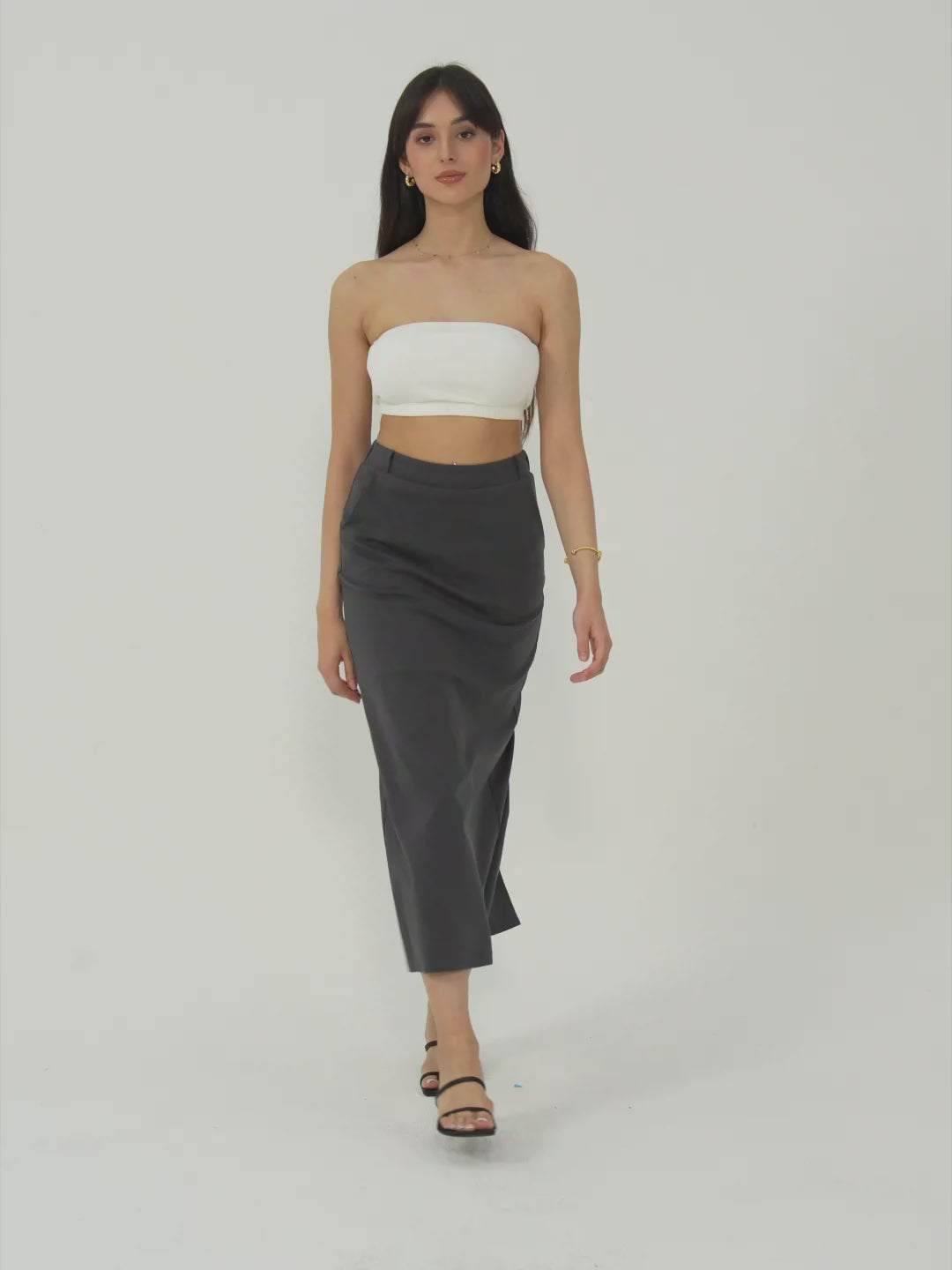 Everyday Column Skirt - Silver White