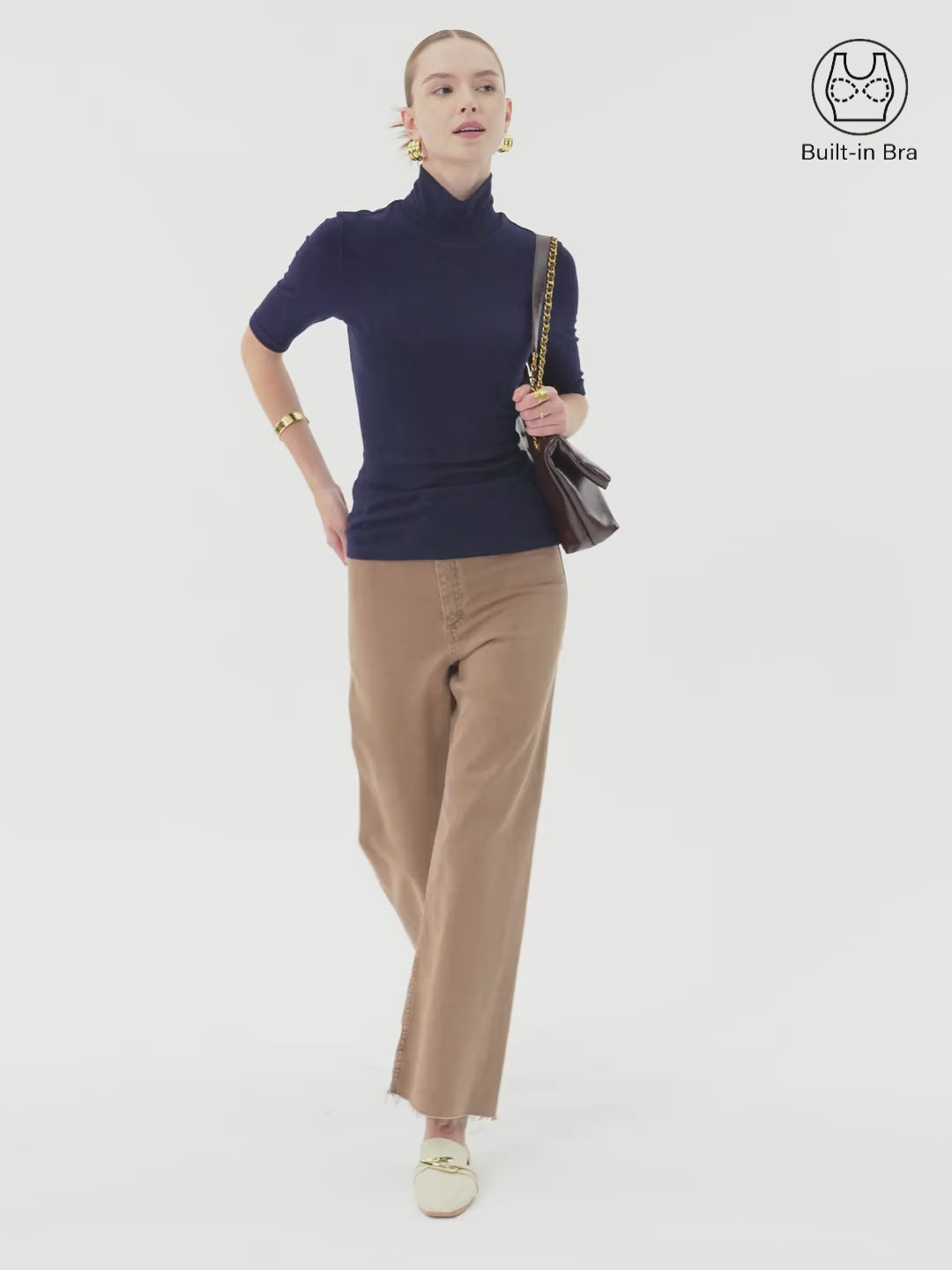 2Pcs Set Essential Turtleneck Elbow Length Sleeve Brami