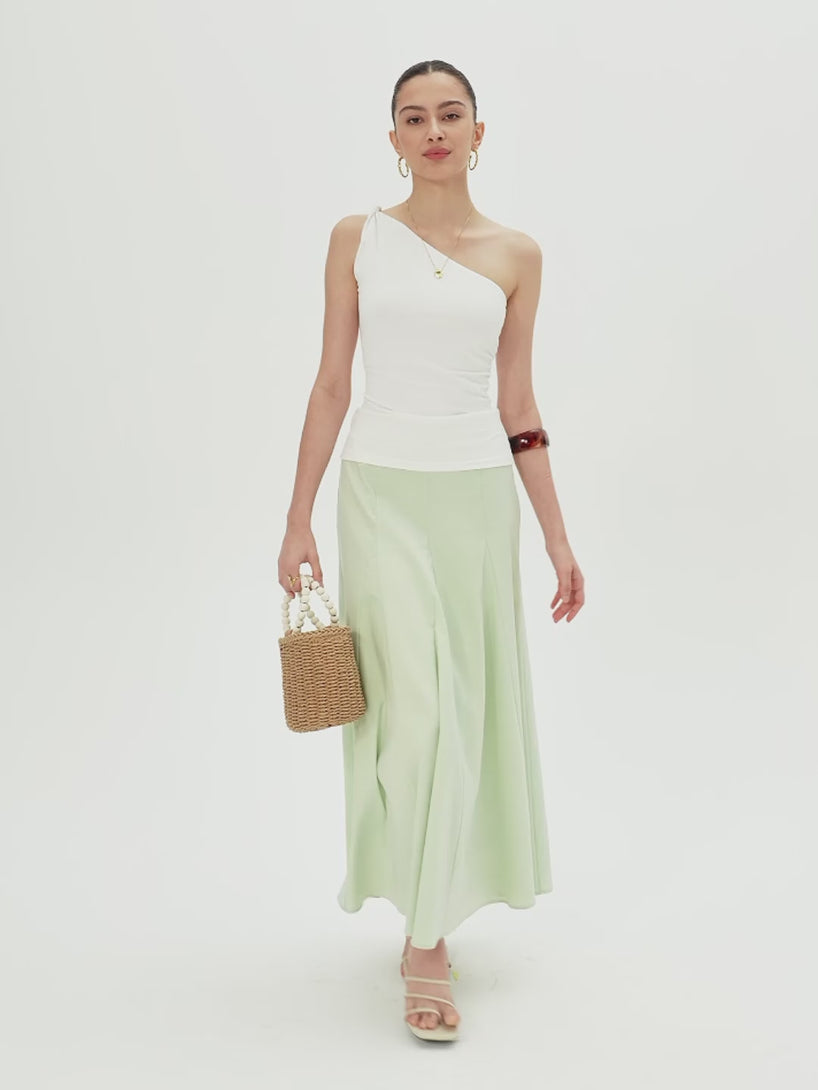 OGLmove Wrinkle-Resistant Linen Blend Maxi Flare Skirt