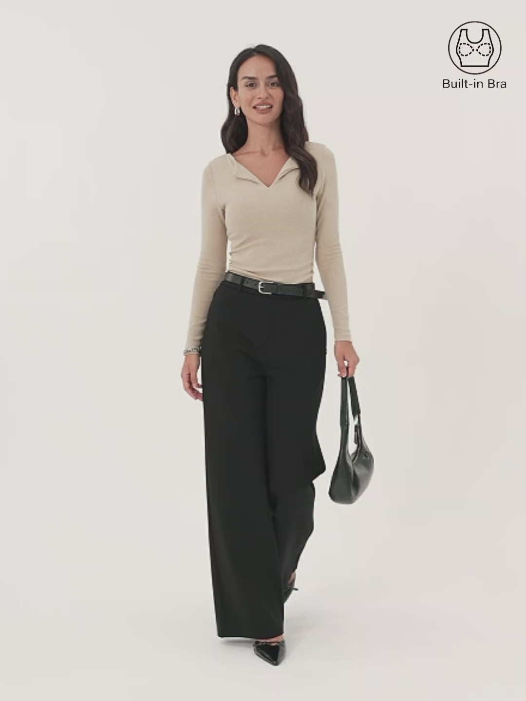 Flapped V-neck Side Ruched Brami