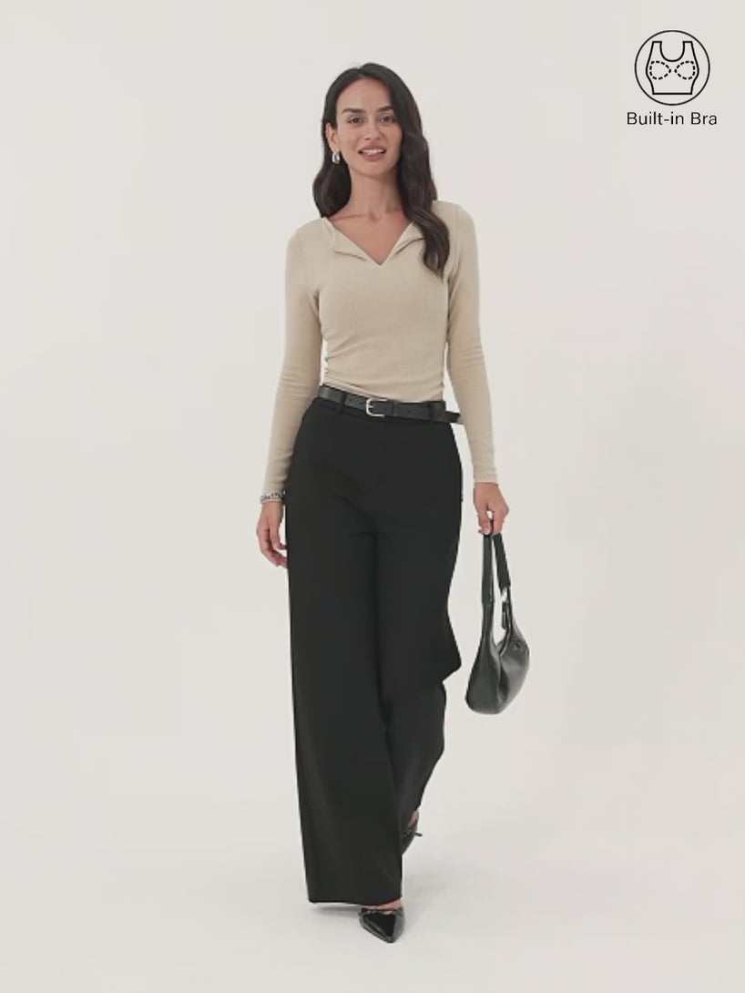 Flapped V-neck Side Ruched Brami