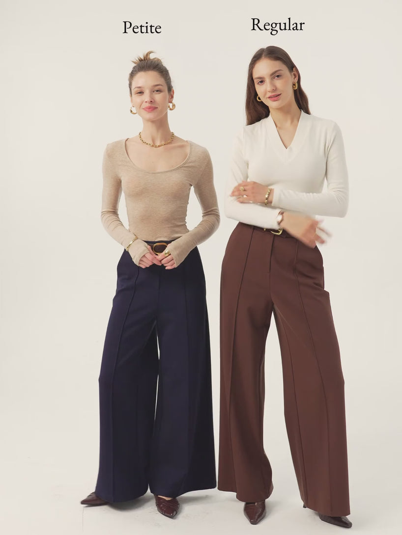 Everyday Mid Rise Wide Leg Trousers with Pockets