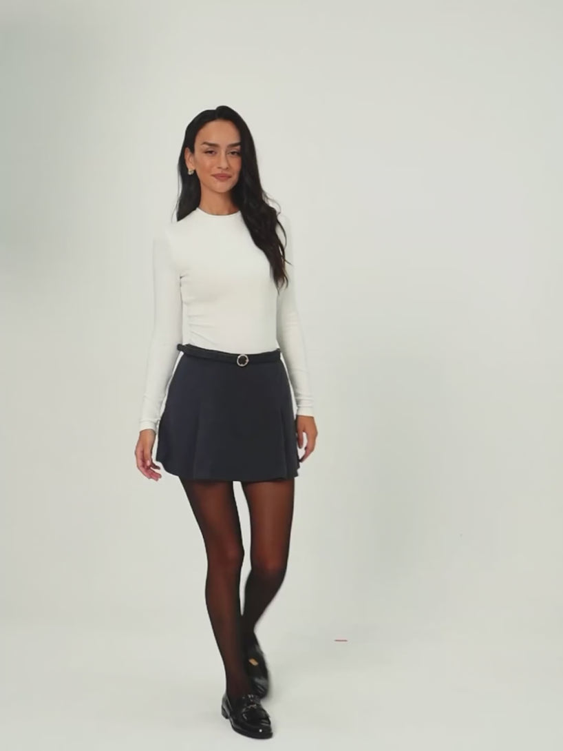 Belted Mini Skirt With Shorts