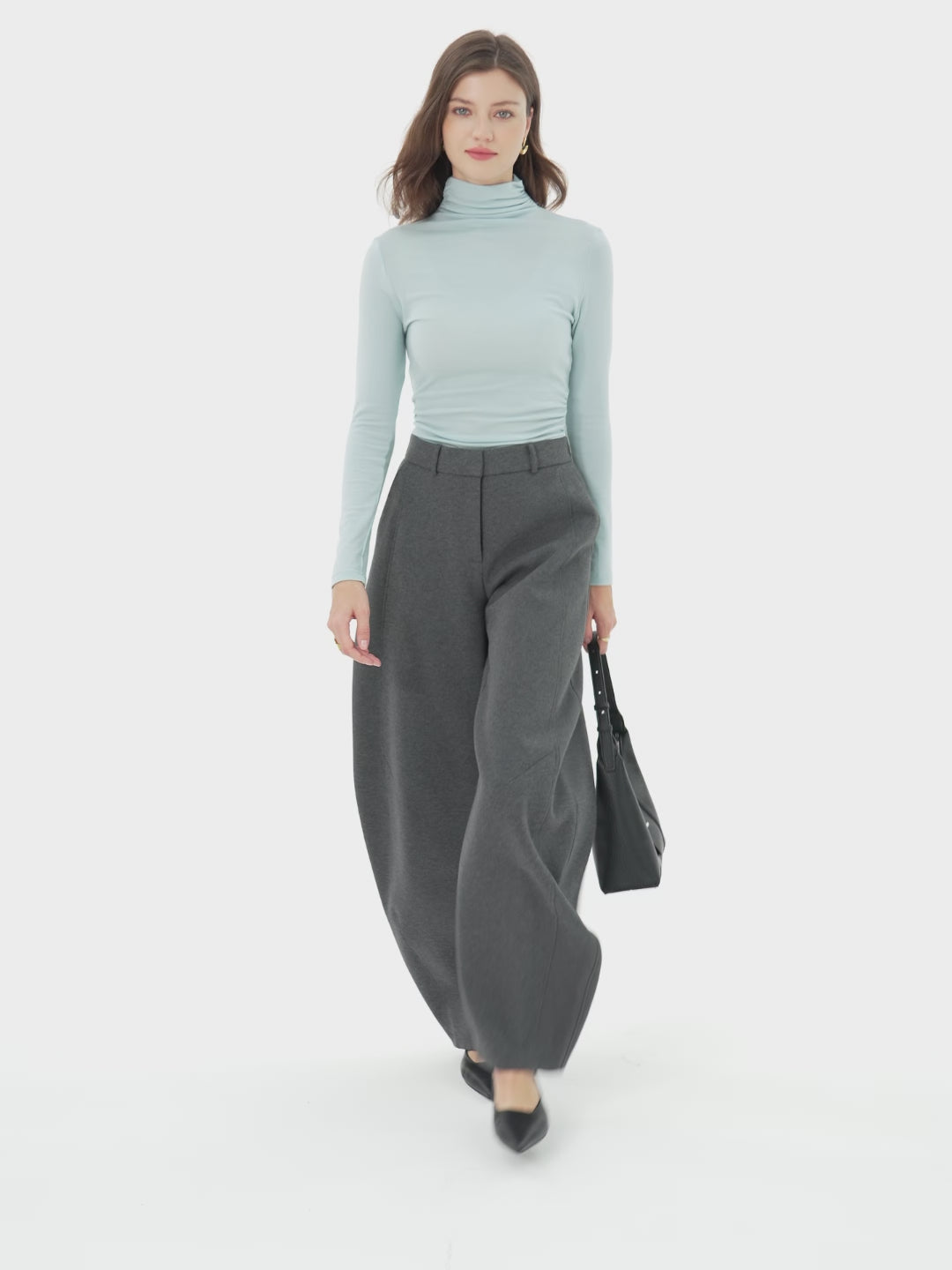 Turtleneck Side Ruched Top
