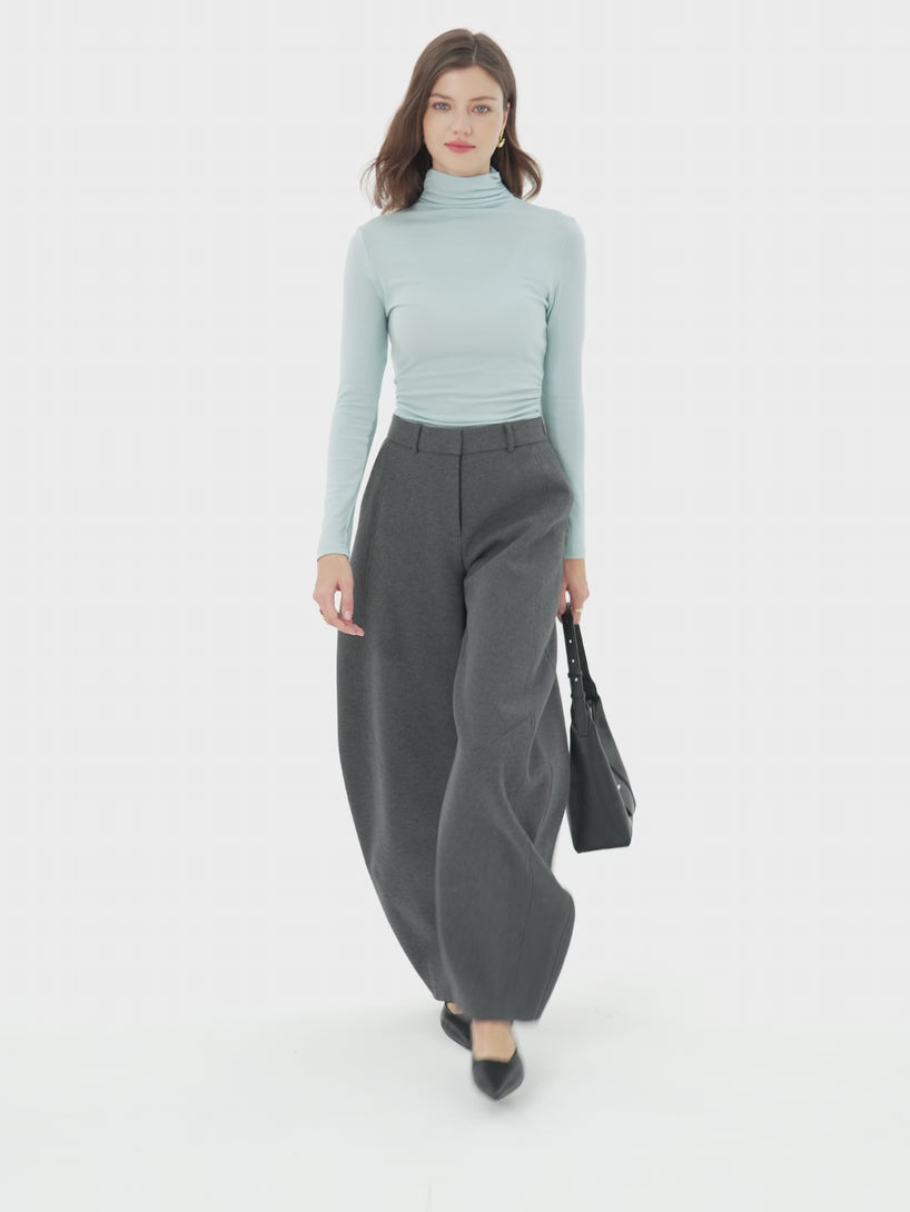 Turtleneck Side Ruched Top