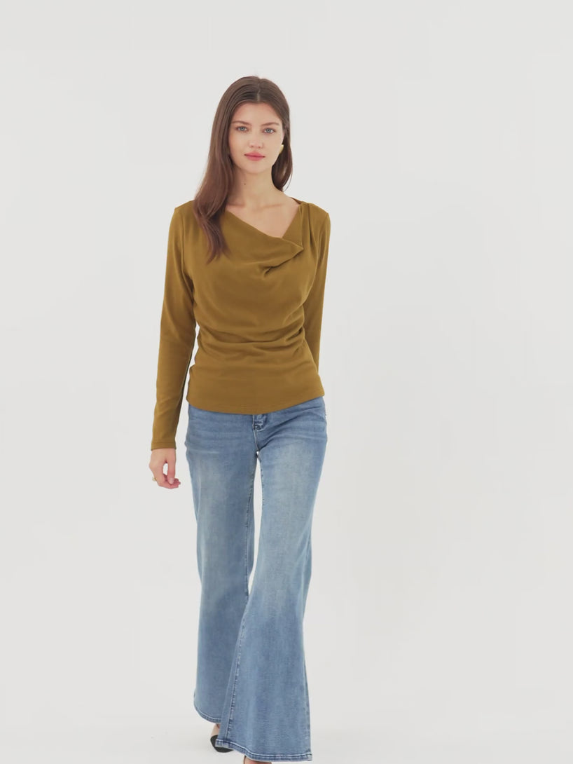 Cowl Neck Long Sleeve Top