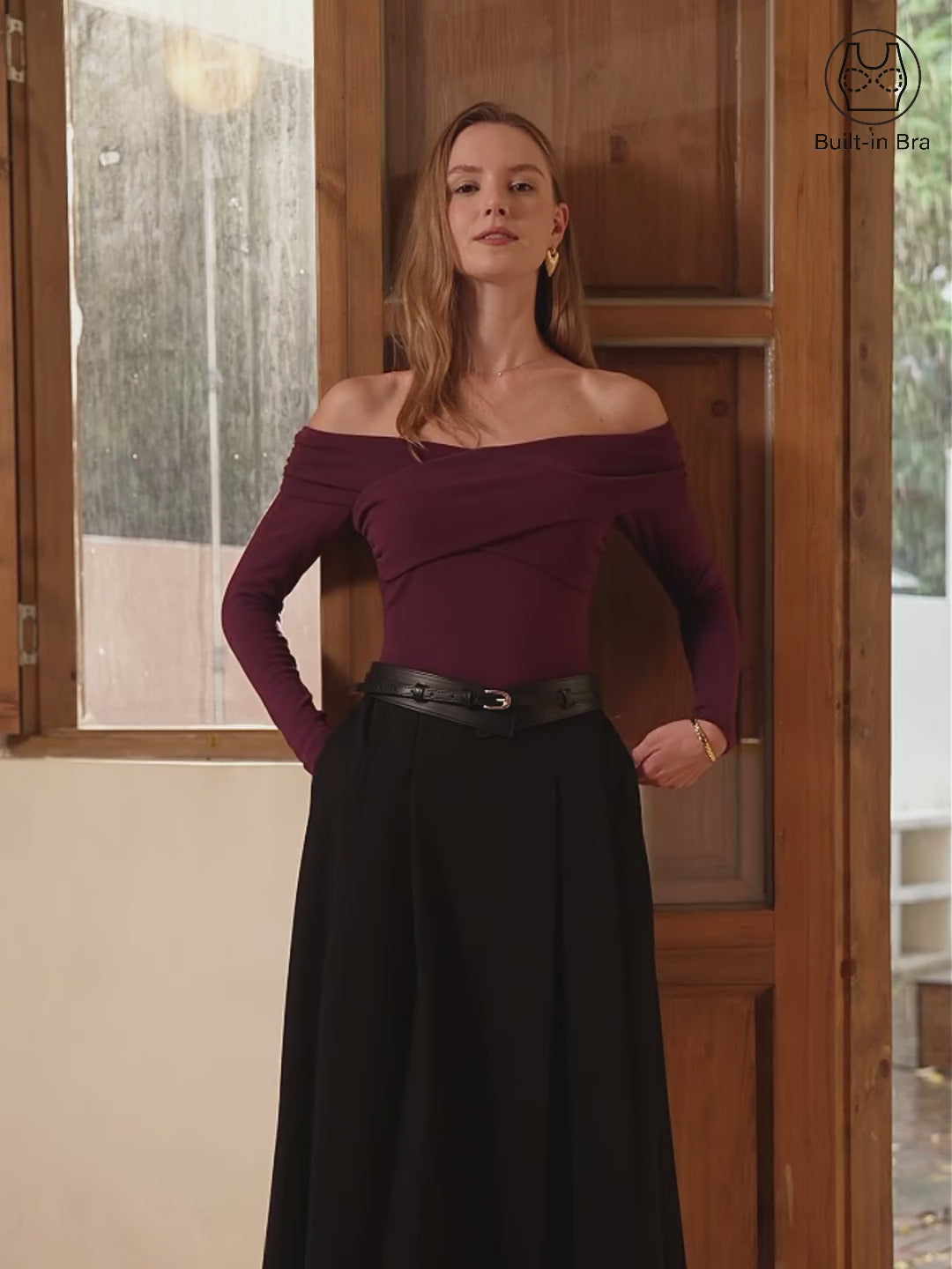 Light Warm Criss Cross Off-Shoulder Brami Top