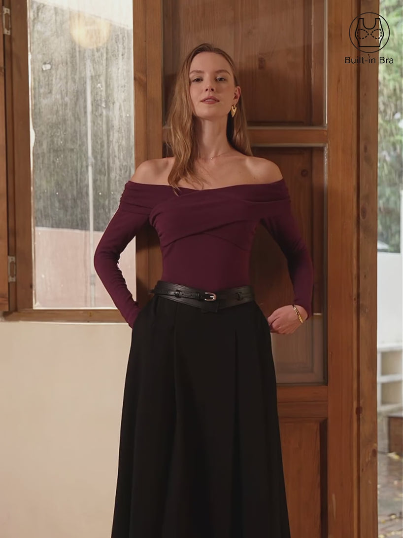 Light Warm Criss Cross Off-Shoulder Brami Top