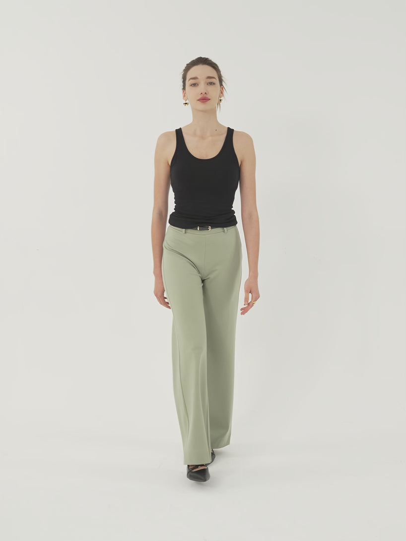 OGLmove Not-See-Thru Drapey Mid Rise Wide Leg Pull-on Pant with Pockets