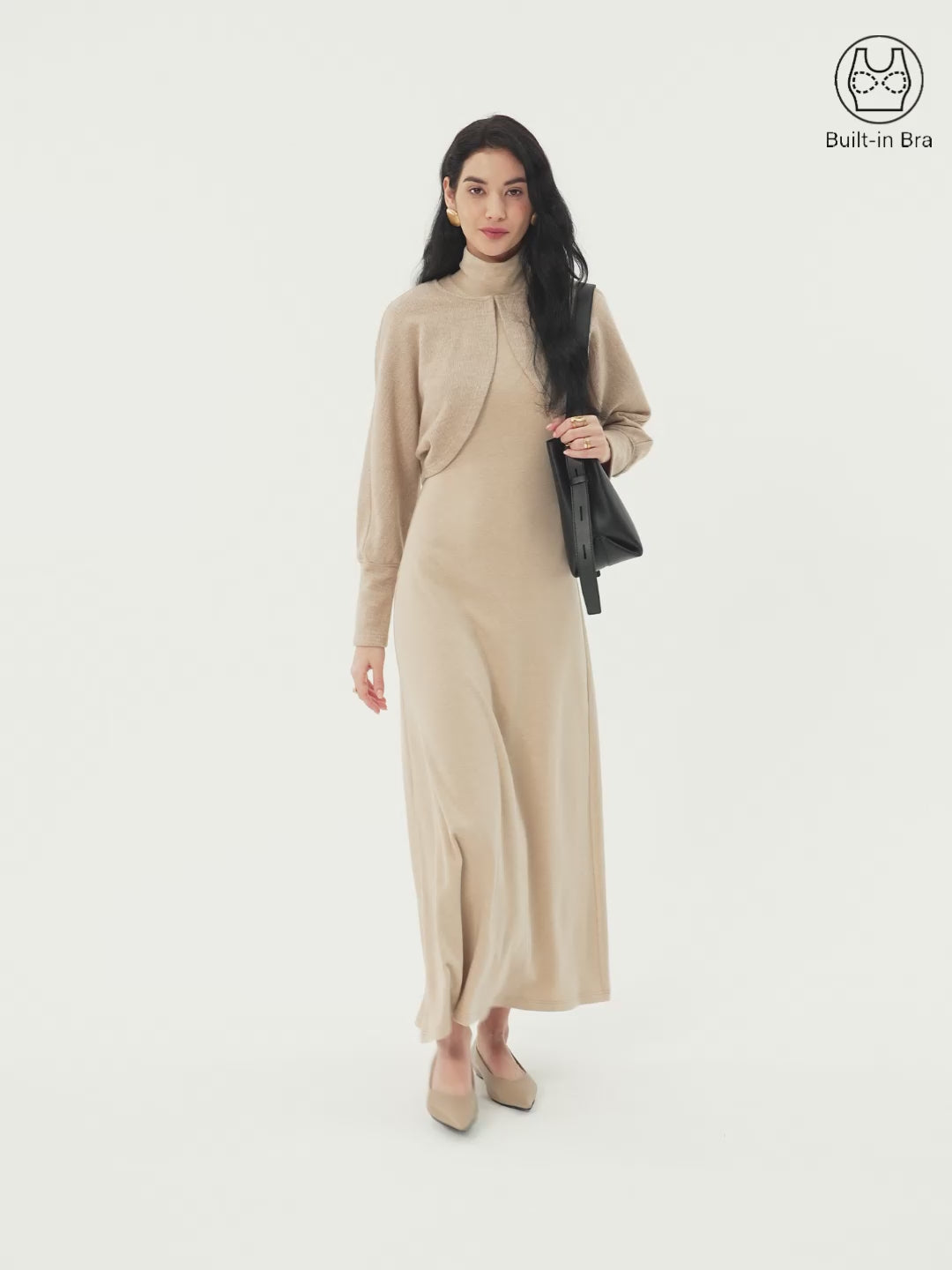 ProWarm Turtleneck Sleeveless Brami Dress with Cardigan