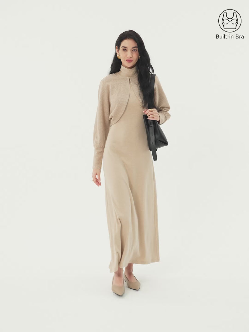 ProWarm Turtleneck Sleeveless Brami Dress with Cardigan