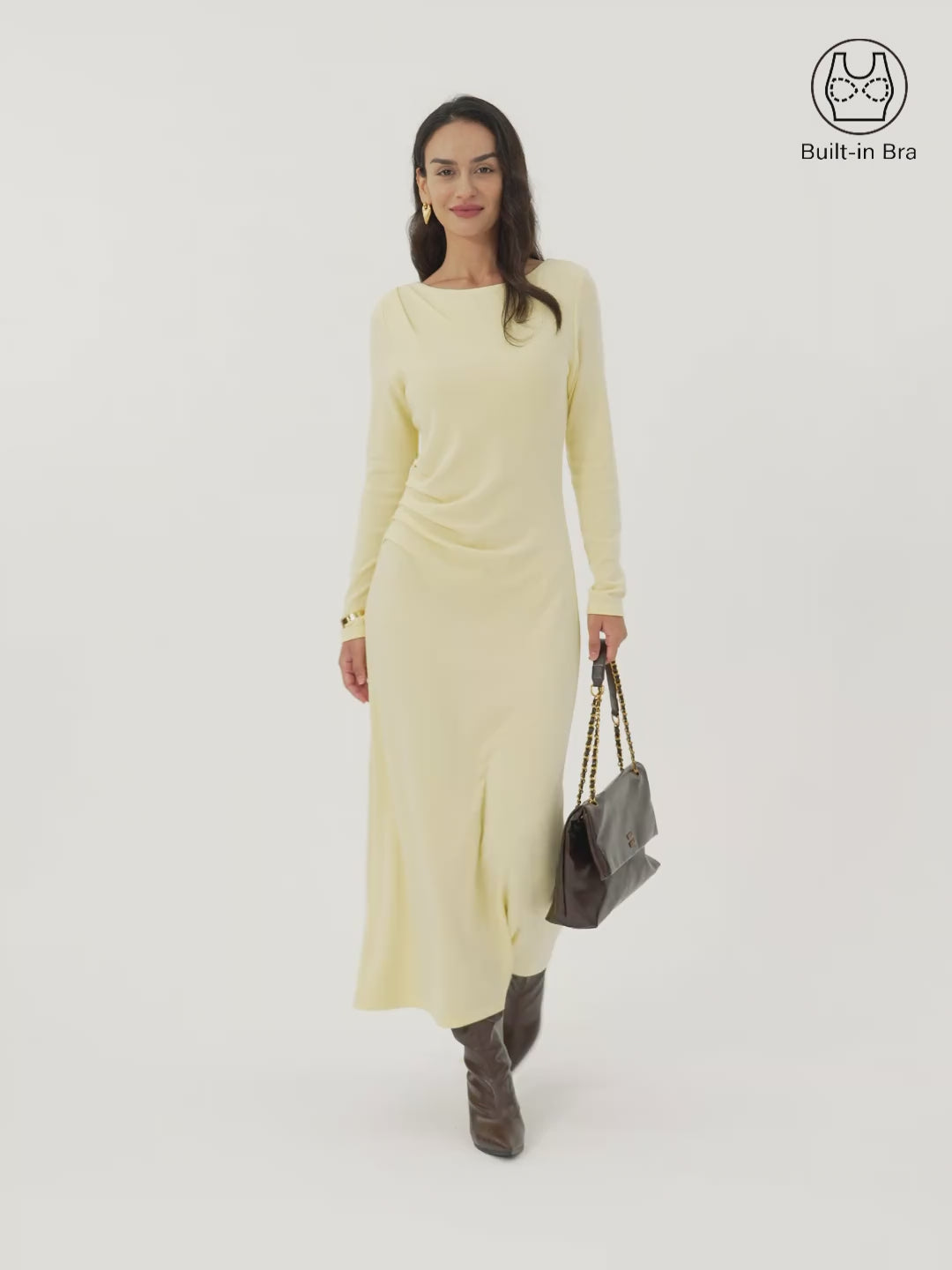 ProWarm Slimming Boatneck Tucked Midi Brami Dress