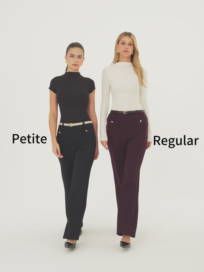 OGLmove Bamboo-Blend Mid-Rise Flared Pants with Pockets