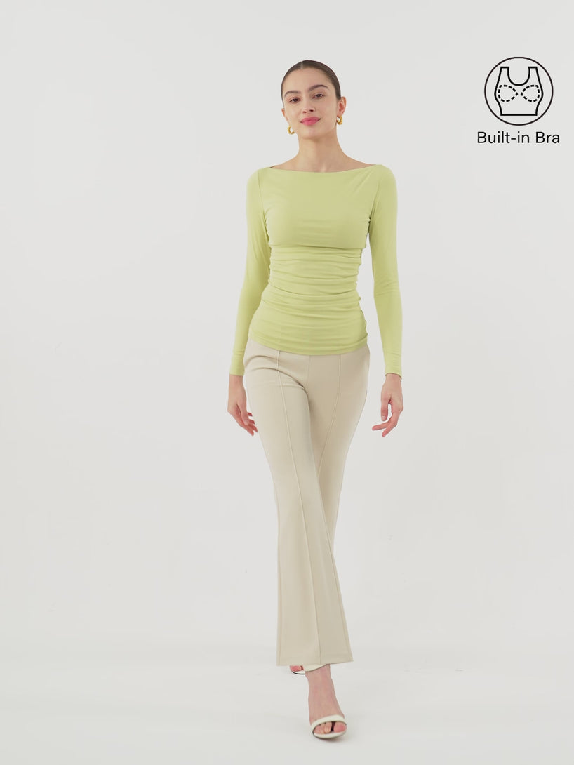 Boat Neck Ruched Lightweight Brami Top