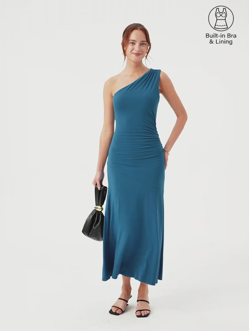 bra with one shoulder dress Casual Everyday Essential Regular Fit Red/XS Maxi Dresses Sleeveless One Shoulder Women Dresses OGLmove