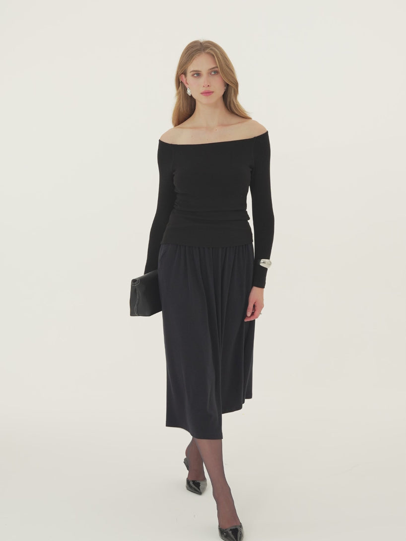 OGLmove LiteWarm High-Rise Gathered A-Line Midi Skirt with Pockets