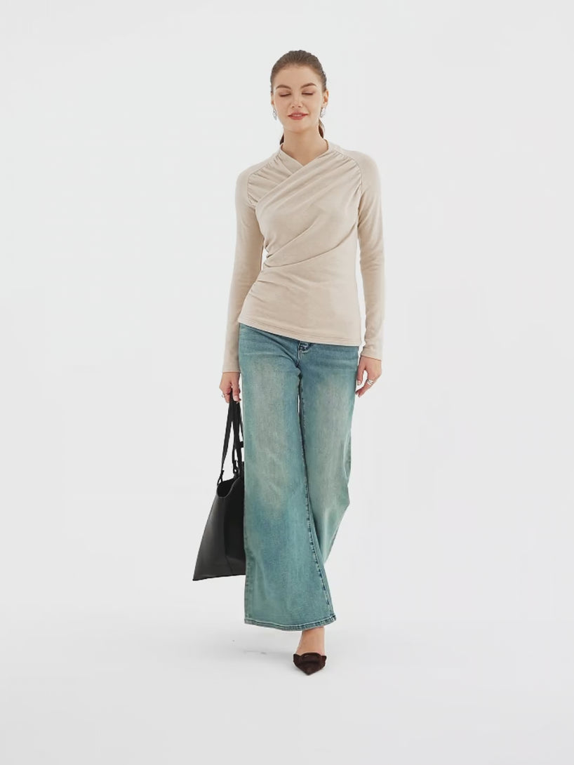 OGLmove ProWarm Surplice Long Sleeve Ruched Top