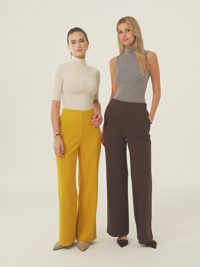 OGLmove Bamboo-Blend High-Rise Wide-Leg Pants with Pockets