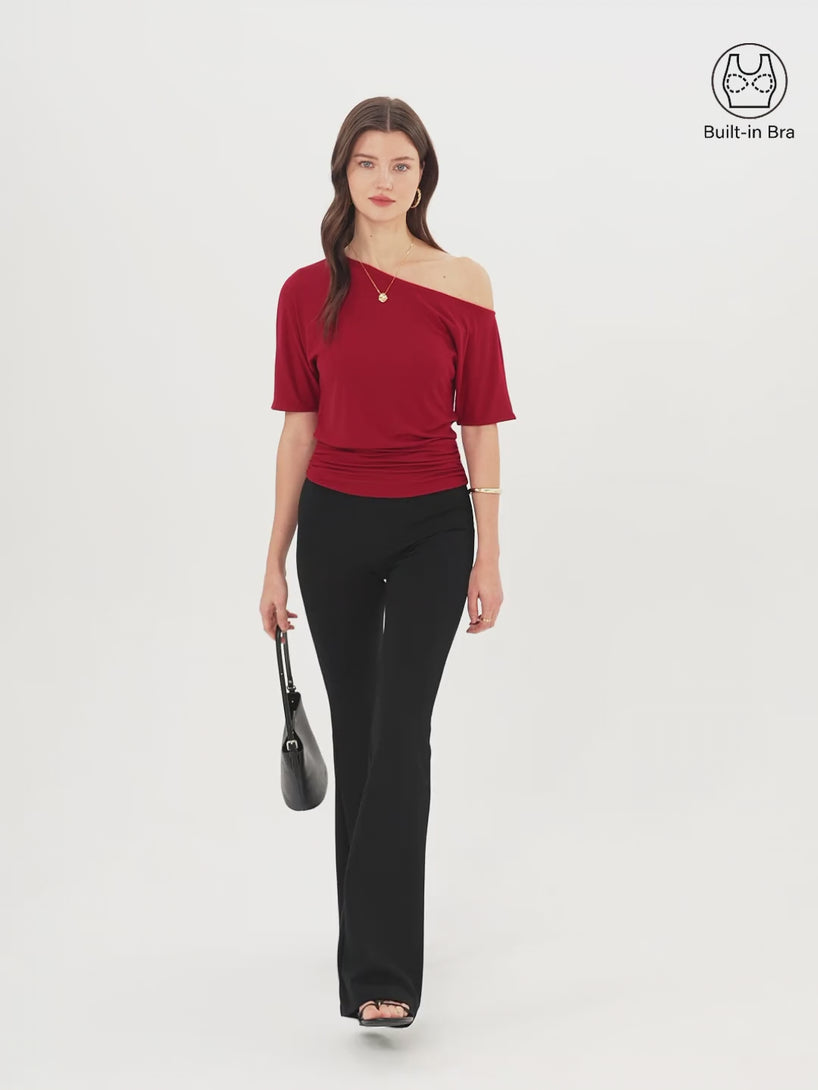 OGLmove CoolTouch Relaxed Short Sleeve Ruched Top