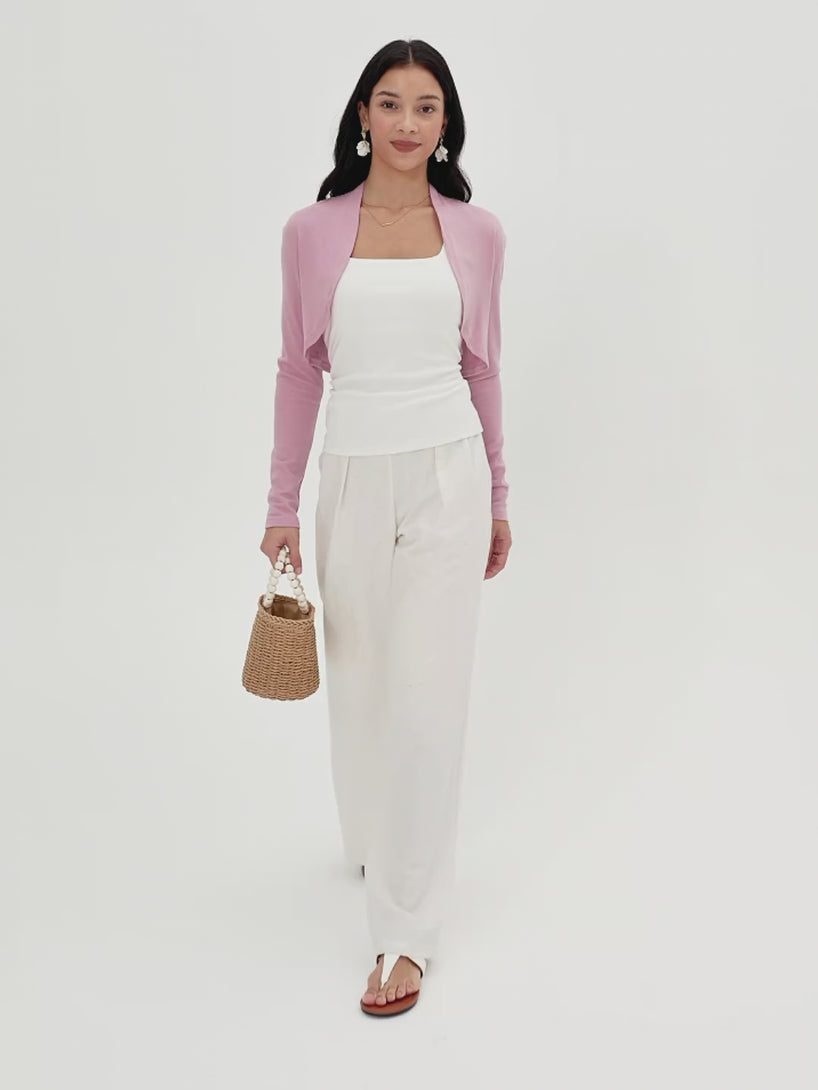 OGLmove Non-Itch Linen Knit Cropped Cardigan
