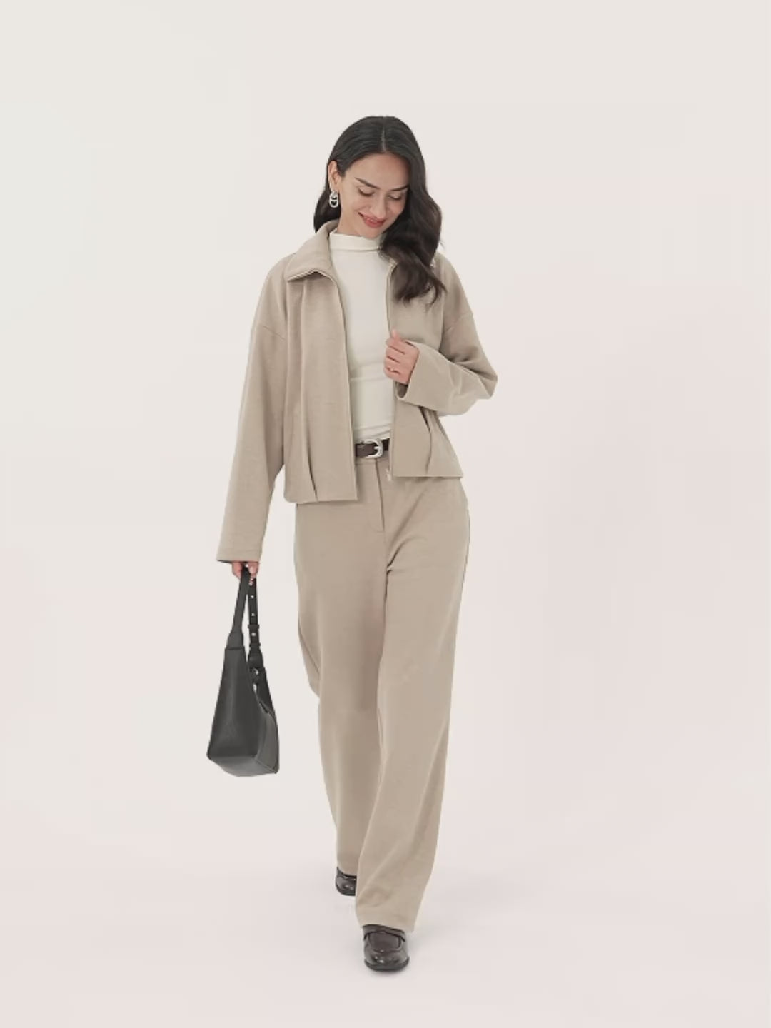 Herringbone Textured Full Zip Jacket