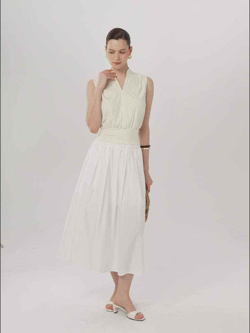 OGLmove Cotton-Viscose Stand Collar Sleeveless Top