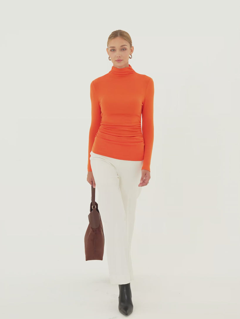 OGLmove LiteWarm Cashmere Blend Turtleneck Long Sleeve Ruched Top