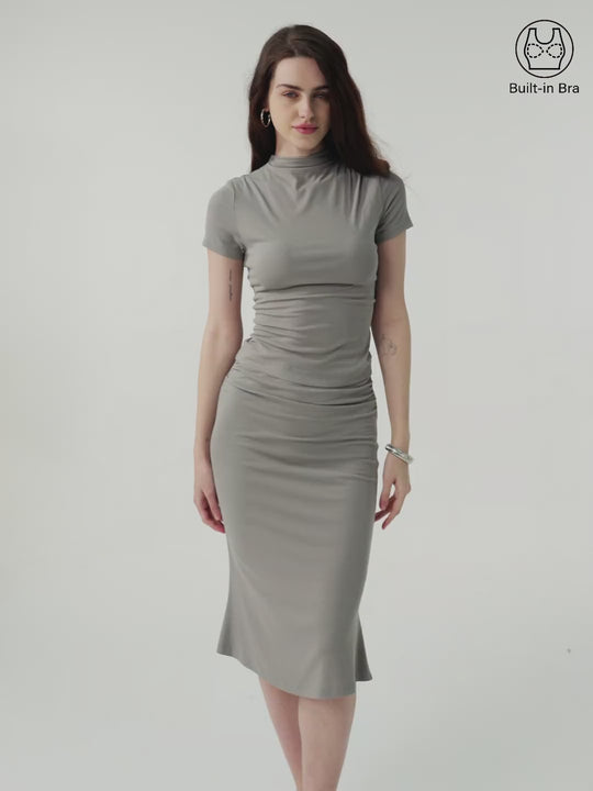 2Pcs Set Mockneck Brami Tee & Mermaid Midi Skirt