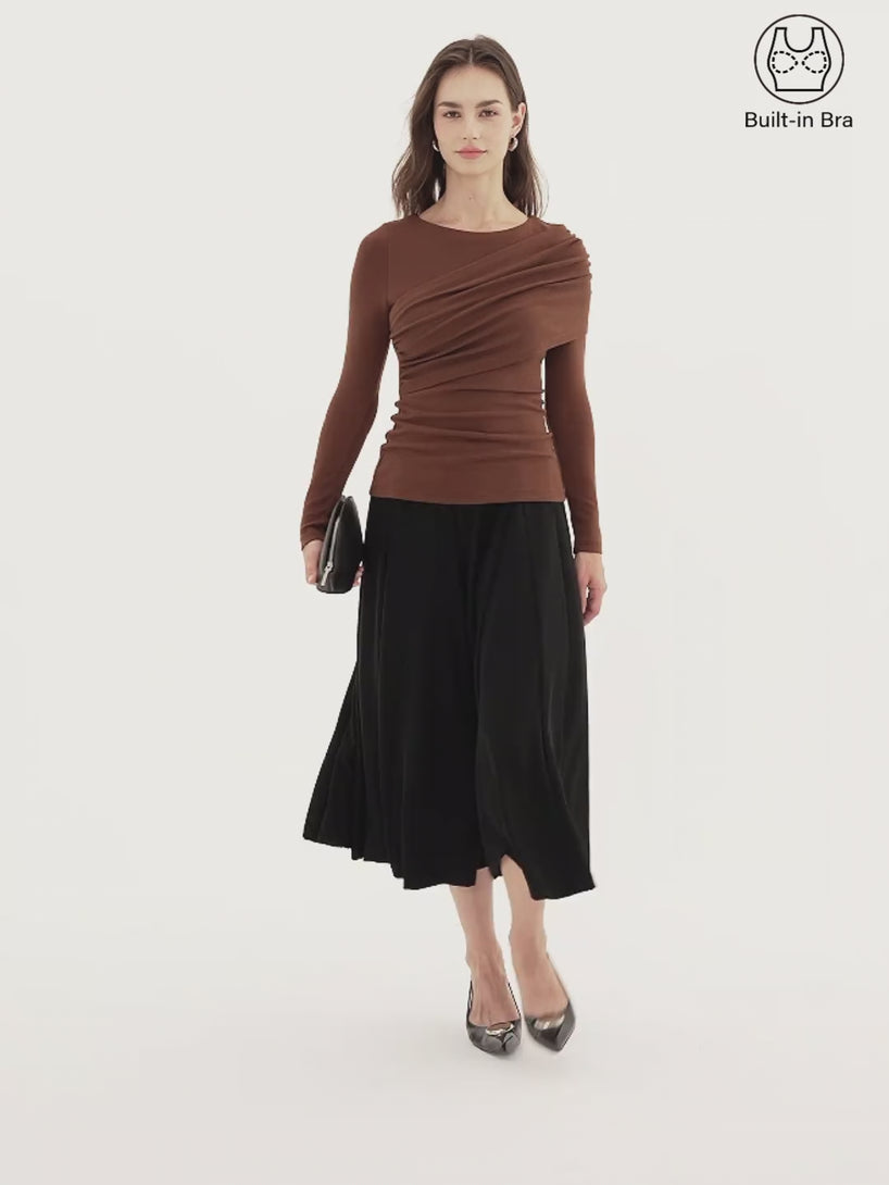 OGLmove Eco-Mousse® Boatneck Ruched Overlap Bra Top