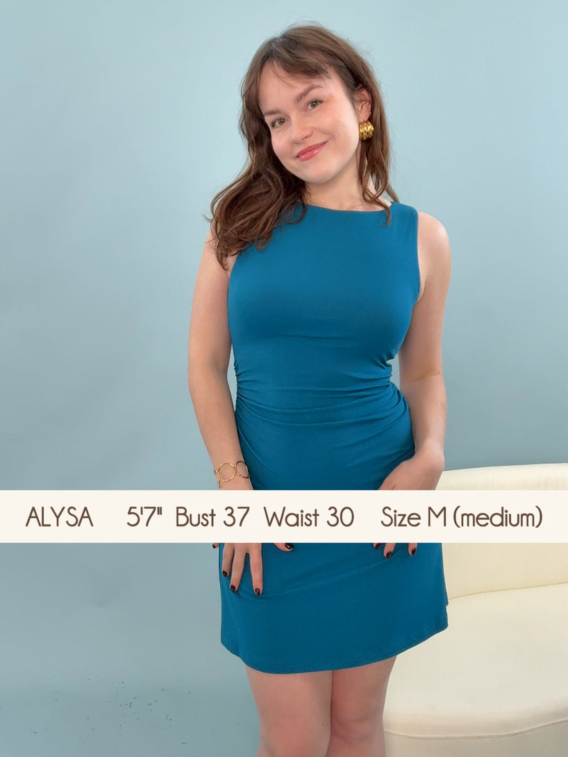 OGLmove SkinKiss Boatneck Ruched A-line Mini Bra Dress