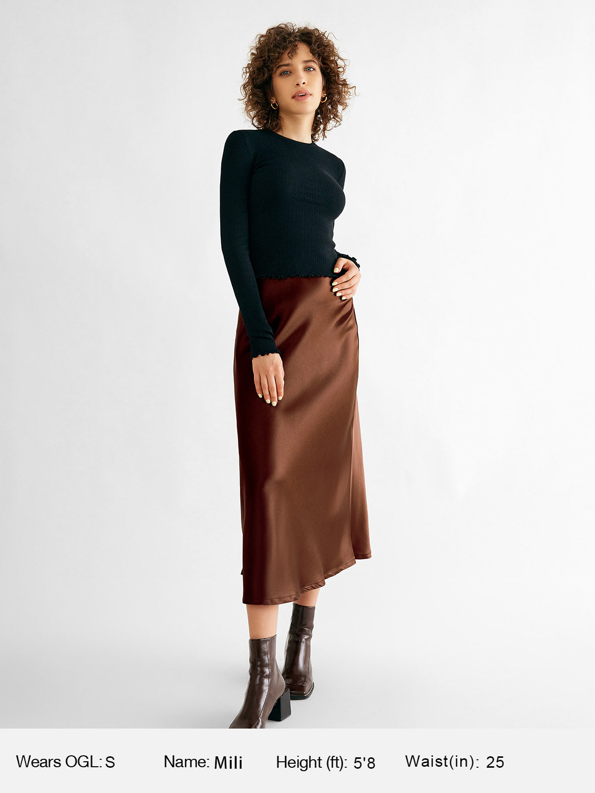 Silk-Like Satin Midi Slip Skirt Bias-Cut High Waisted Womens Skirt ...