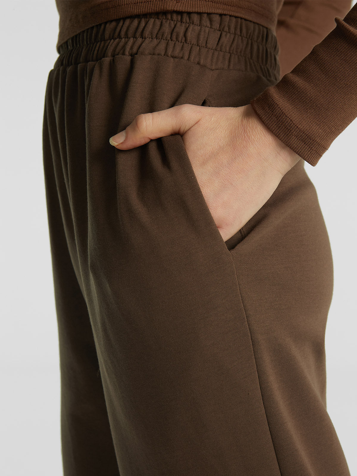 Double Waistband Straight Leg Pants - Dark Cocoa