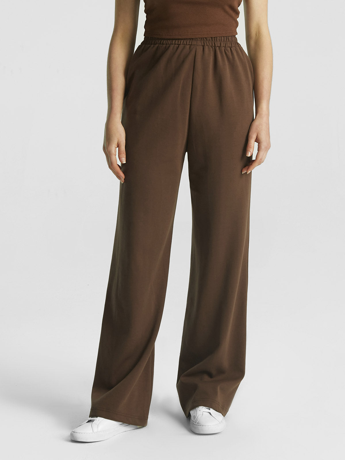 Double Waistband Straight Leg Pants - Dark Cocoa