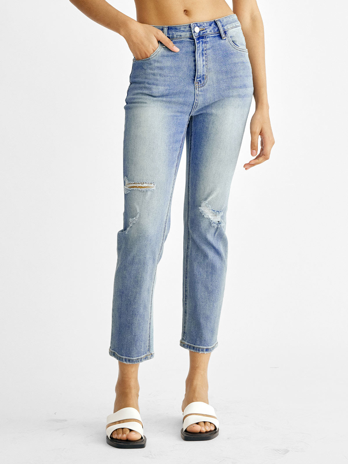 Ripped Taper Jeans - Dusk