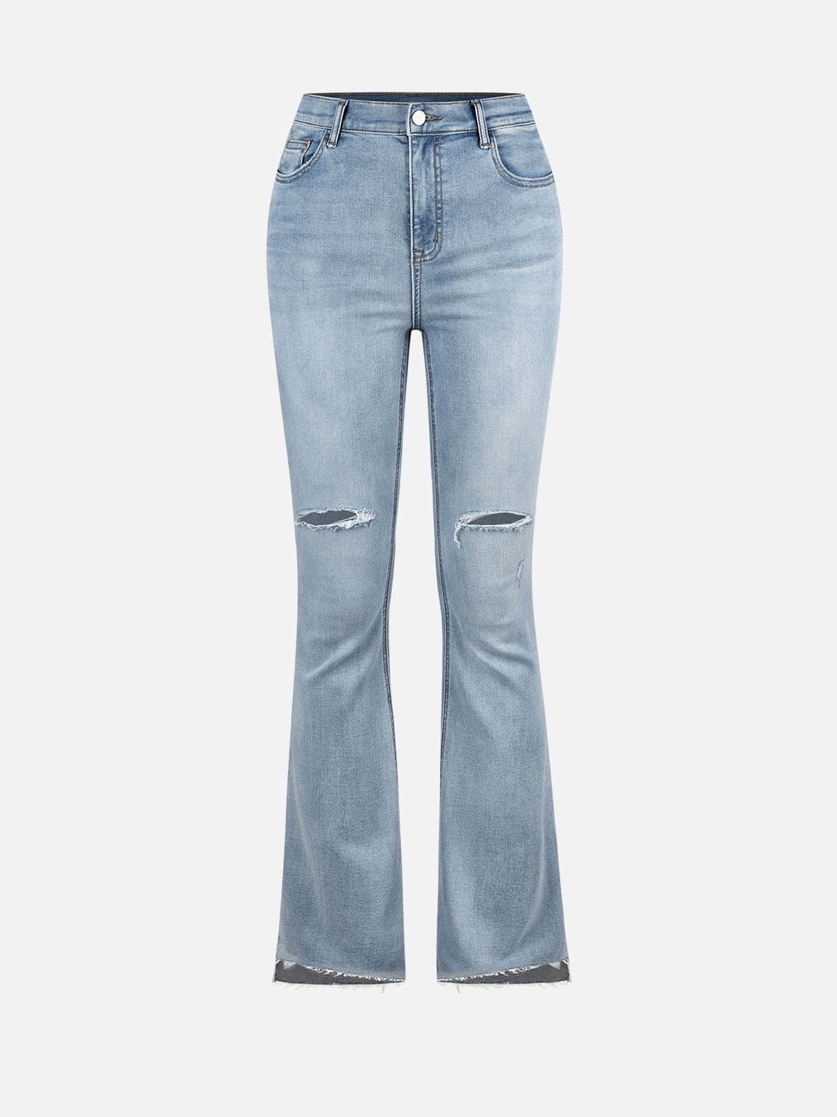 Ripped Straight Leg Jeans - Arctic Mist