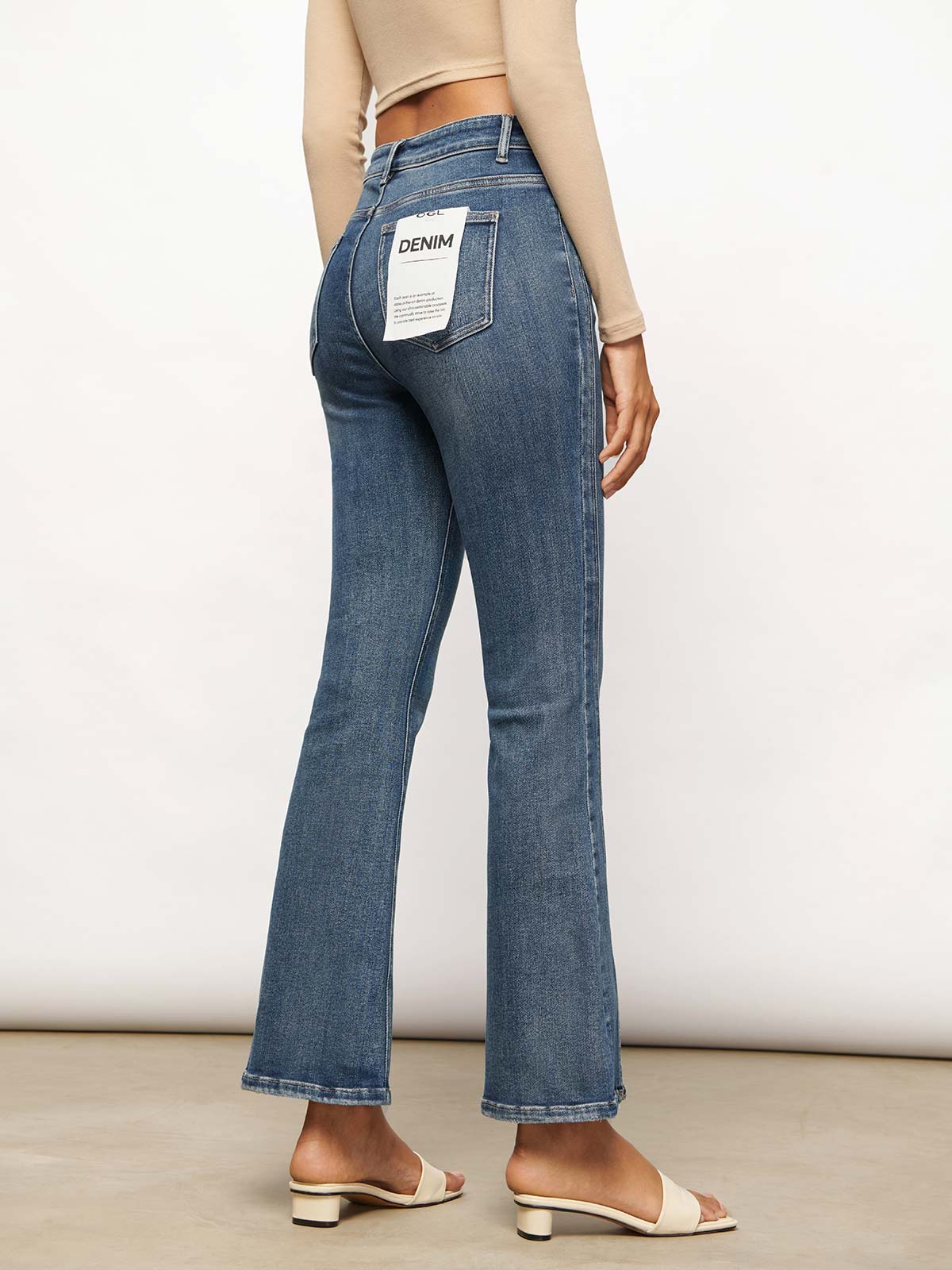 Split-hem Flare Jeans - Coast