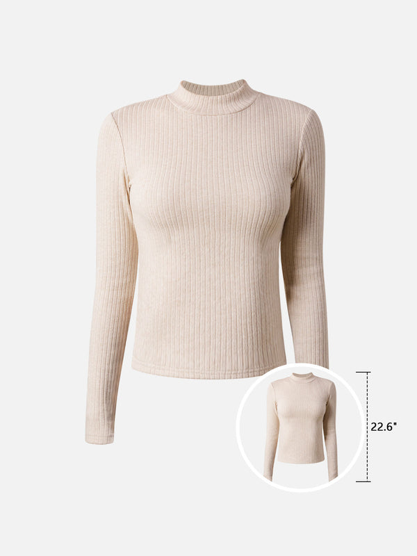 Cashmere-Like Thermal Mock Neck Top-Hip Length