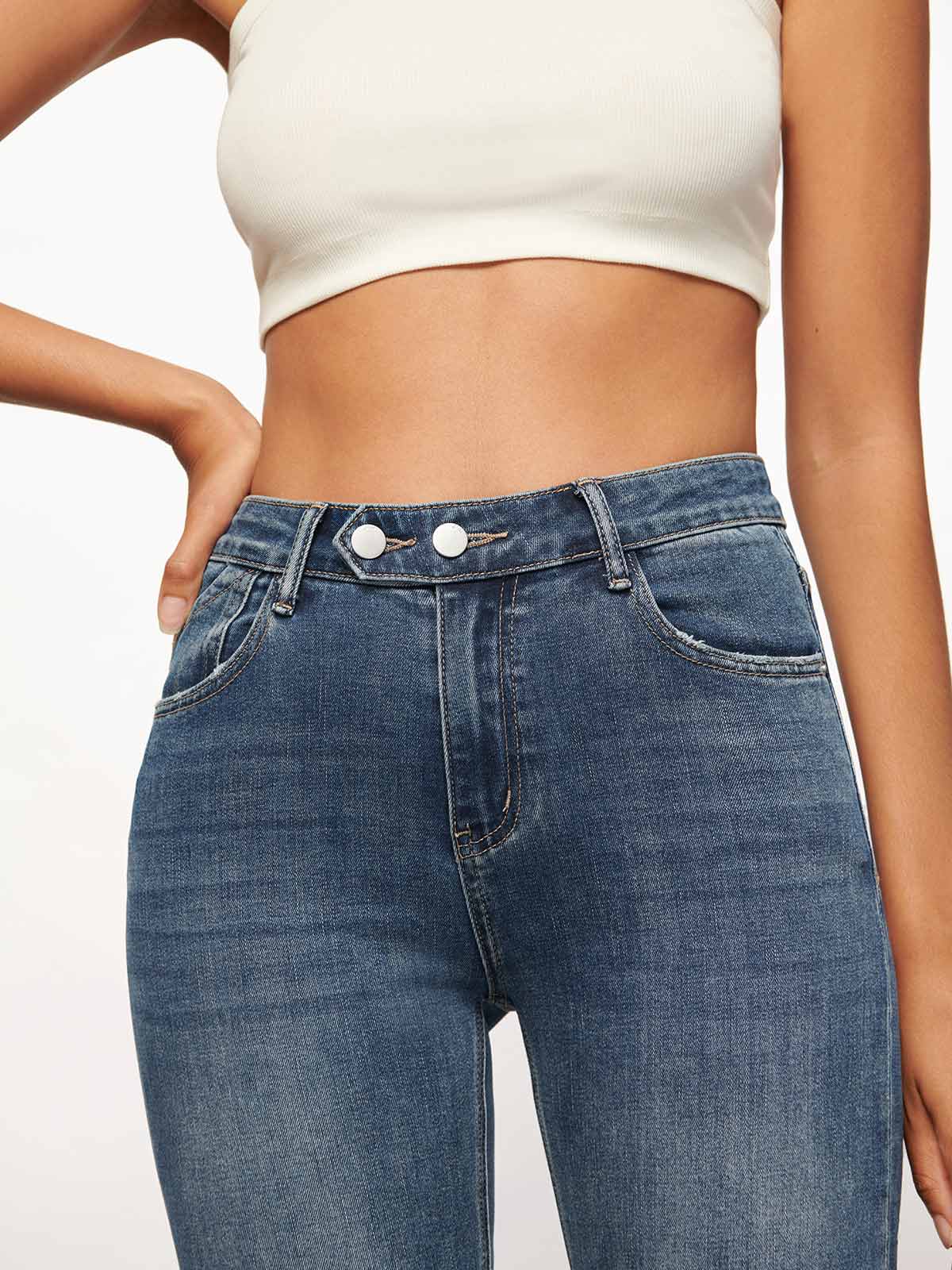 OGL Taper Jeans Sustainable Jeans Double Button Women's Denim Jeans