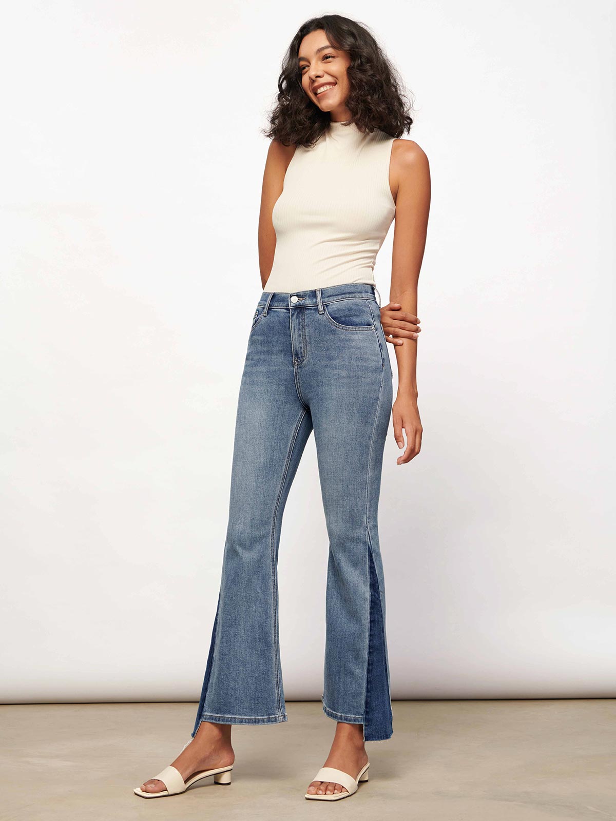 Spliced Flare Jeans - Coast