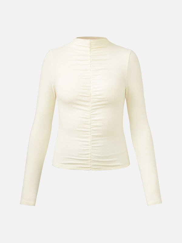 Eco-Mousse® Cropped Ruched Roll-Neck Top